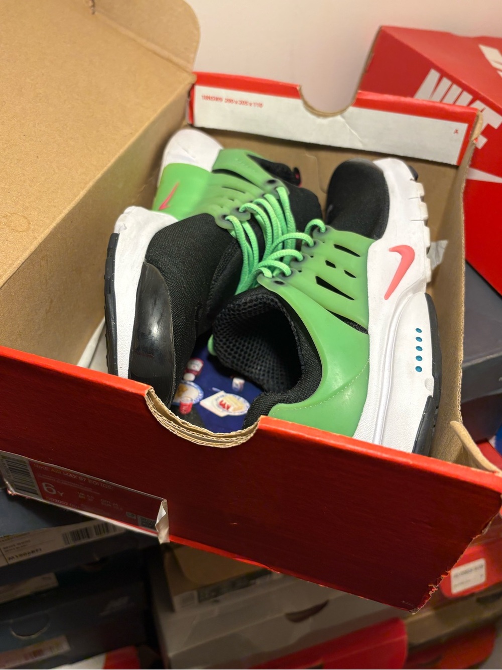 Nike Kids Black and Green Lace-Up Sneakers with Pink Accents - Picture 2 of 2